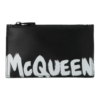 Alexander McQueen Leather Card Clip Wallets Unisex Black