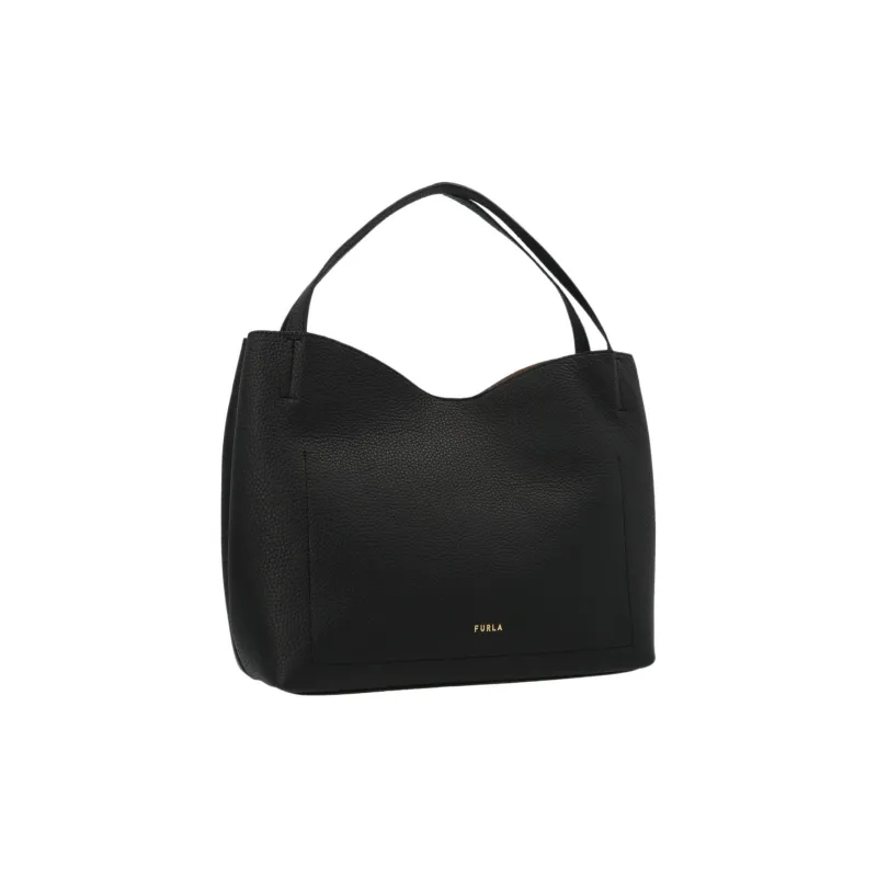 Furla Primula Leather Tote Bag, Shopping Bag, Handbag Large Size Women's Black-1