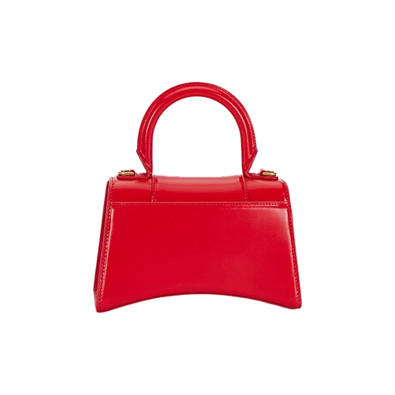 Balenciaga Hourglass Calfskin Handbag Shoulder Bag Women's Red-2