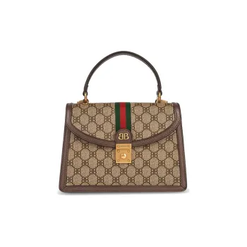 Balenciaga GUCCI Collaboration Polyester Handbag Briefcase Tubas Women's Brown