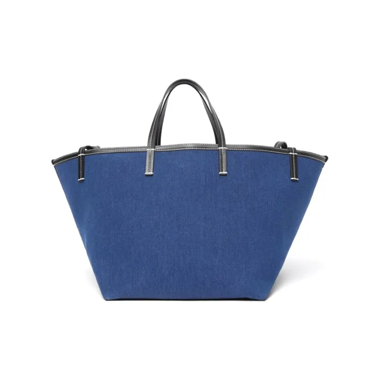 Burberry Cow Leather Tote Bag Shopping Bag Handbag Mini Unisex Blue-3