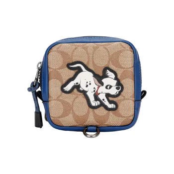 COACH Disney Collaboration Pouch Coated Canvas With Leather Clutch Card Holder Coin Purse Mini Men's Navy Admiral Blue