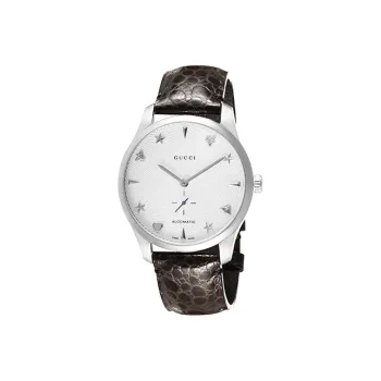 GUCCI G Timeless Collection Wrist Watch Automatic Mechanical Movement Leather Strap White Dial Men's Watches