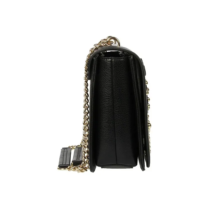 MOSCHINO Polyurethane Small Square Bag Shoulder Bag, Crossbody Bag Women's Black-1