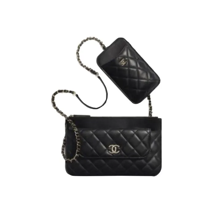 CHANEL Leather Backpack, Coin Purse, Card Holder Combo Tool Sets, Shoulder Bag, Crossbody Bag Women's Black-0