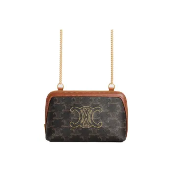 CELINE Triomphe Leather Handheld Shoulder Bag Crossbody Bag Women's Tawny