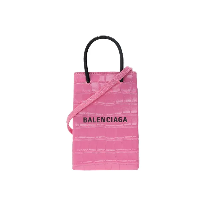 Balenciaga Cow Leather Cell Phone Pouch Women's Pink-0