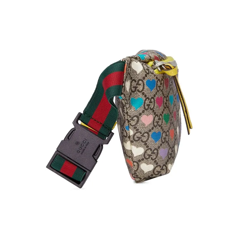 GUCCI Canvas With Leather Fanny Pack, Sling Bag, Kids' Bag Kids' Ebony/Yellow/Multicolor-3