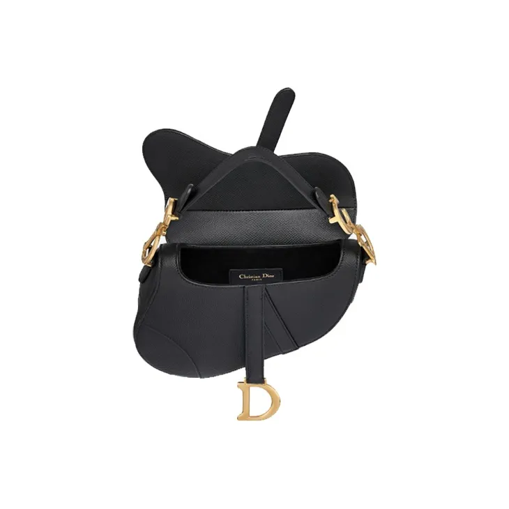 DIOR Saddle Cow Leather Saddle Bags Shoulder Bags Mini Women's Black-3