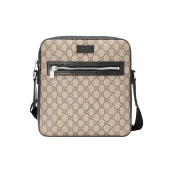 GUCCI Canvas With Leather Messenger Bag, Crossbody Bag, Shoulder Bag Men's