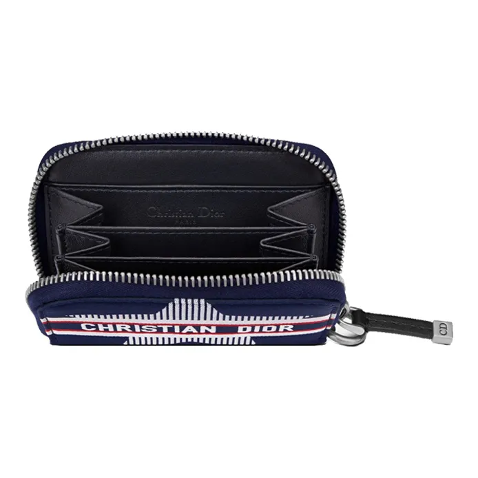 DIOR Travel Tricolor Technical Fabric Coin Purse, Card Holder Unisex Red/Blue/White-3