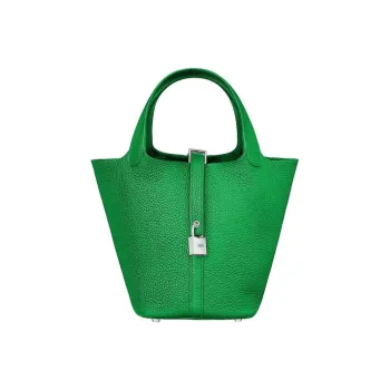 HERMES Picotin Cow Leather Handbag Women's 1K Bambou Bamboo Green