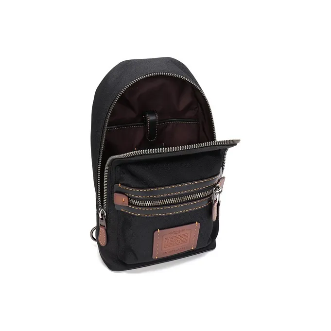 COACH Academy Fabric One Shoulder Backpack Crossbody Bag Men's Black-4