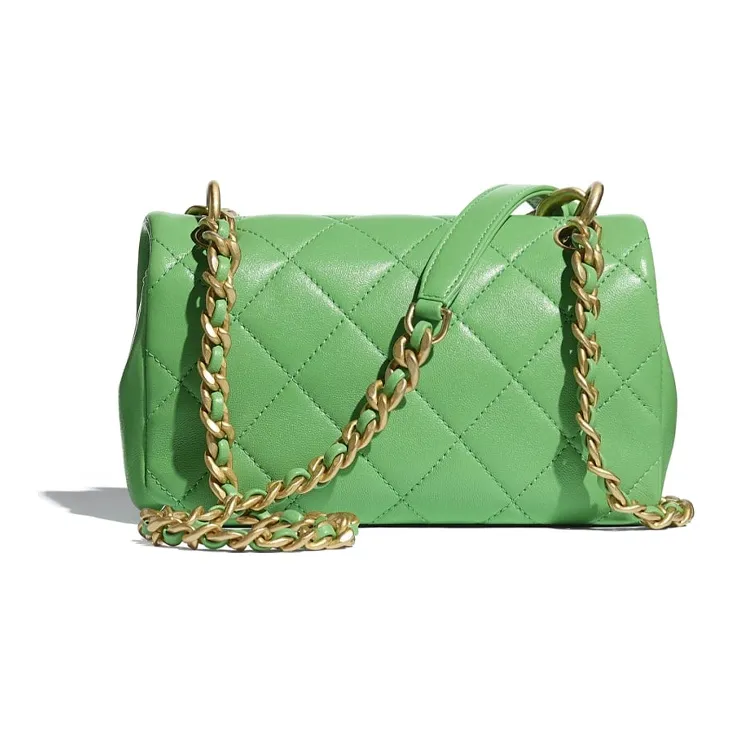 CHANEL 19Bag Smooth Sheepskin & Metal Portable One Shoulder Backpack Crossbody Bag Trumpets Women's Green-1