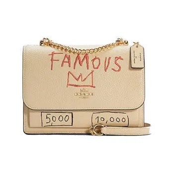 COACH X Basquiat Collaboration Klare Leather Trunk Bag, Crossbody Bag, Shoulder Bag Small Size Women's Khaki