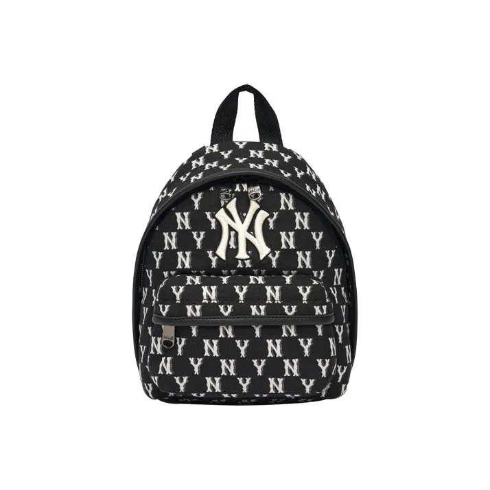 MLB Monogram Collection Polyester Backpack Small Size Unisex Black-0
