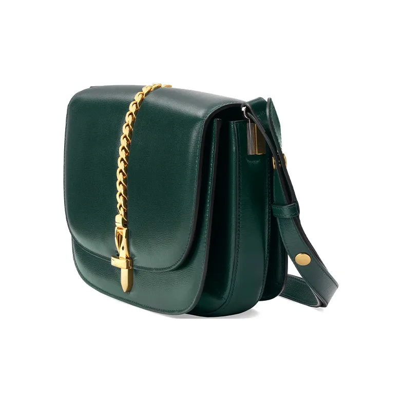 GUCCI Sylvie 1969 Leather Crossbody Bag, Shoulder Bag Small Size Women's Green-2