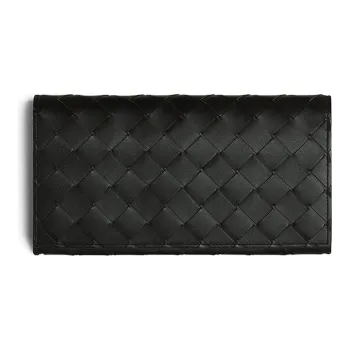 Bottega Veneta Calfskin Coin Pocket Wallet Men's Black