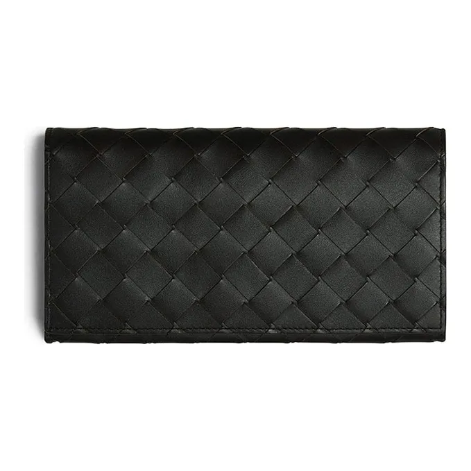 Bottega Veneta Calfskin Coin Pocket Wallet Men's Black-0