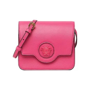VERSACE VERSACE Cow Leather Fanny Pack Sling Bag Women's Pink
