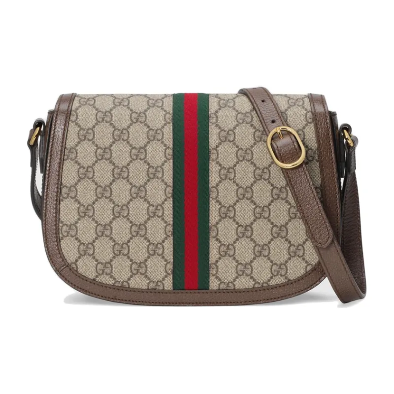 GUCCI Ophidia Canvas With Leather Saddle Bag, Crossbody Bag, Shoulder Bag Women's-1