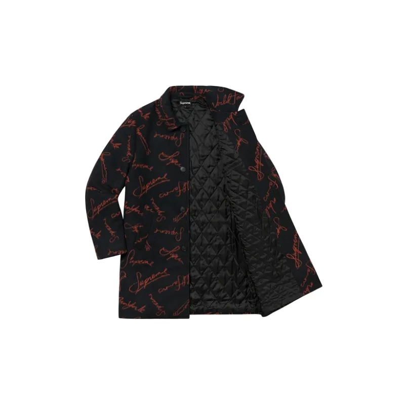 Supreme Script Logos Wool Overcoat-2