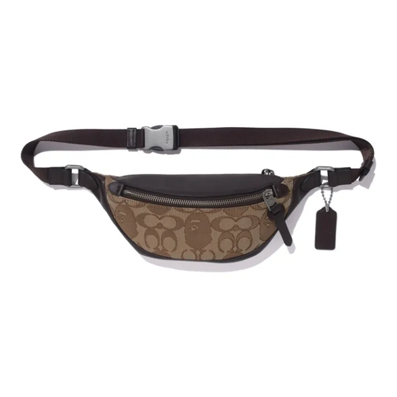 A BATHING APE COACH Collaboration Polyester Crossbody Fanny Pack Men's Khaki-0
