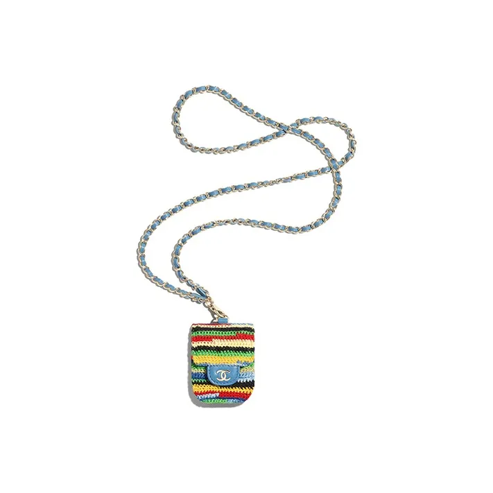 CHANEL Embroidery & Metal AirPods Headphone Case Women's Multicolor & Blue-2