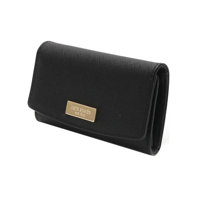 Kate Spade Leather Card Holder Key Pouch Women's Black-1