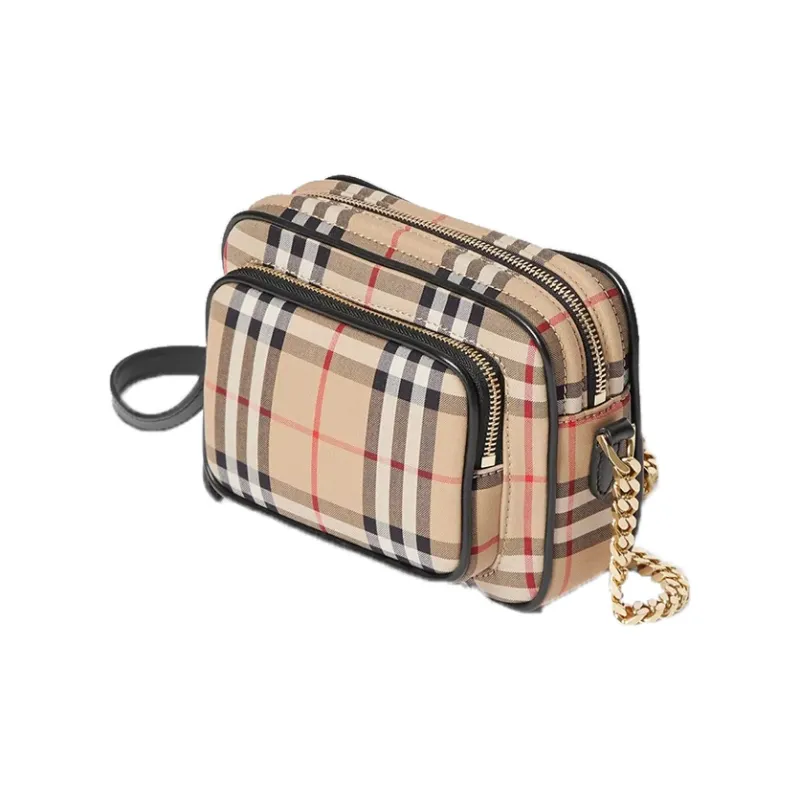Burberry Vintage Cotton With Calfskin Camera Bag Shoulder Bag Crossbody Bag Unisex Beige-3
