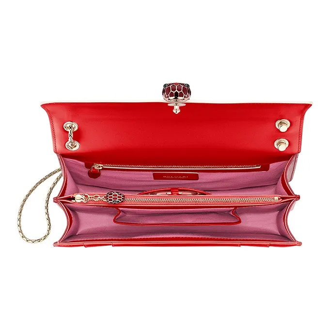 BVLGARI Serpenti Forever Calfskin Shoulder Bag Women's Rouge Jade-3
