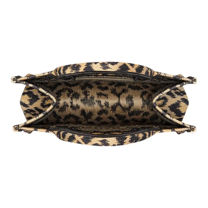DIOR BookTote Pattern Embroidery Tote Bag Shopping Bag Handbag Women's Leopard Print-3