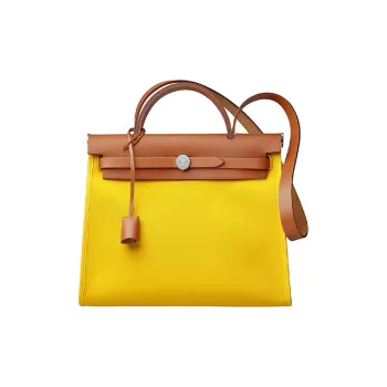HERMES Herbag Zip Cow Leather Handbag Shoulder Bag Crossbody Bag Women's Naples Yellow