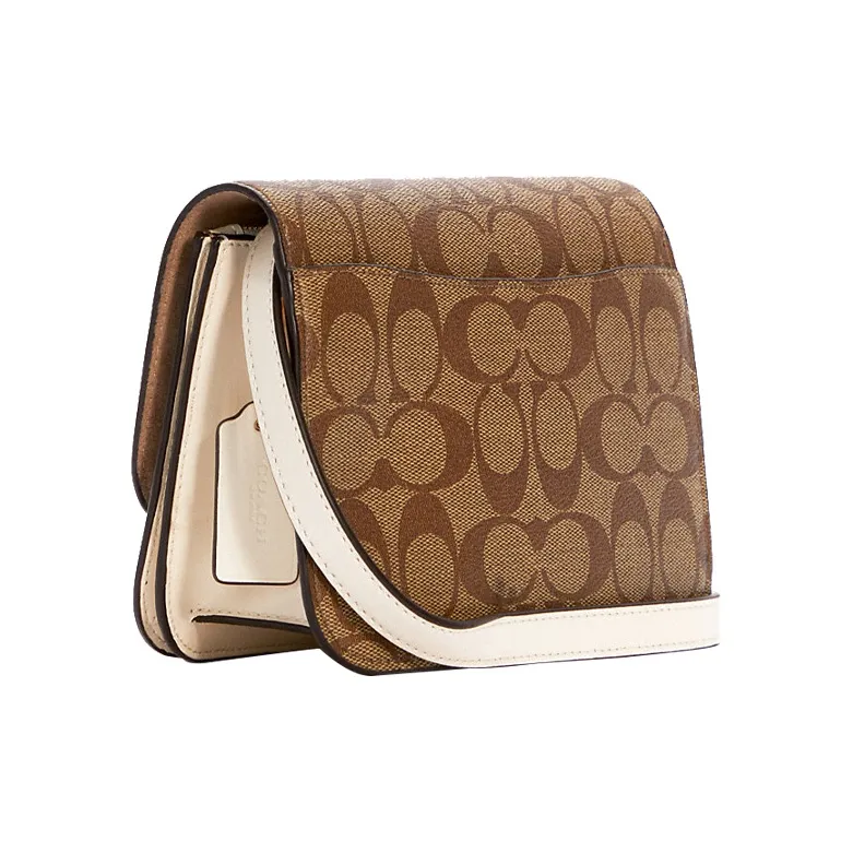 COACH Brynn Canvas With Leather Small Square Bag Shoulder Bag Crossbody Bag Small Size Women's Brown-1