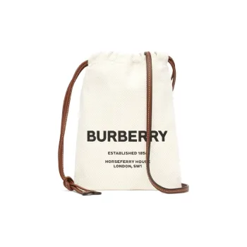 Burberry Horseferry Cotton Canvas Canvas Bag Storage Bag Crossbody Bag Small Size Women's Natural