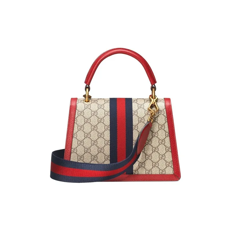 GUCCI Queen Margaret Canvas With Leather Canvas Bag Shoulder Bag Crossbody Bag Handbag Women's Ebony/Red-2