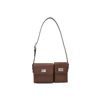 By Far Leather Portable Crossbody Bag, Shoulder Bag Women's Brown