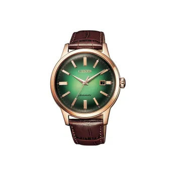 CITIZEN Mechanical Movement Cowhide Strap Watch Unisex Green Dial