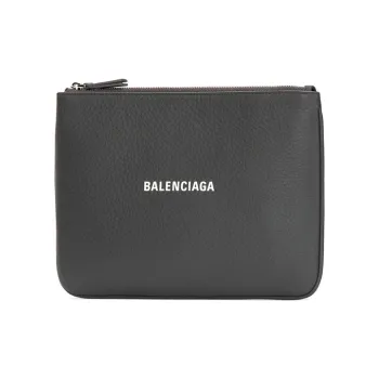 Balenciaga Cow Leather Clutch Men's Dark Gray