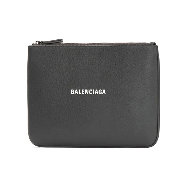 Balenciaga Cow Leather Clutch Men's Dark Gray-0