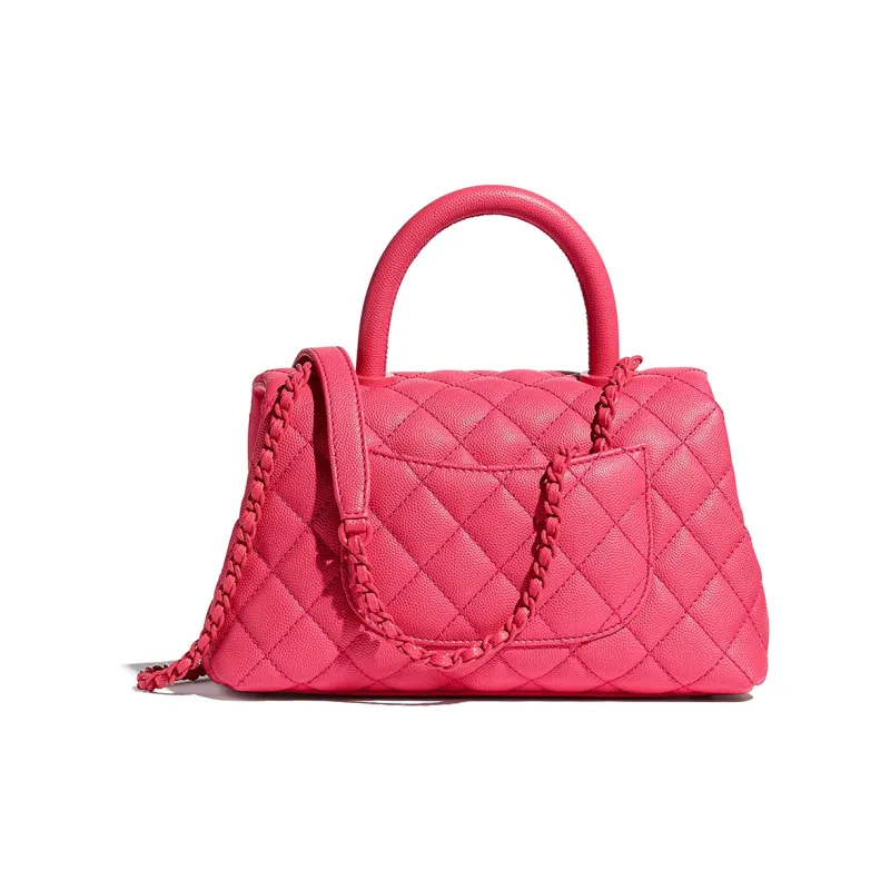 CHANEL Coco Handle Grain Calfskin And Metal Paint Handbag Trumpets Women's Pink-1