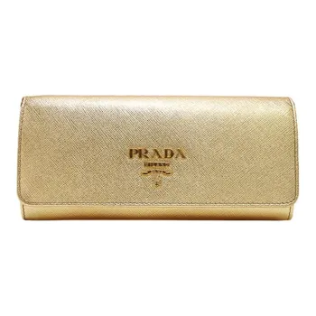 PRADA Leather Shoulder Bag Crossbody Bag Women's Gold