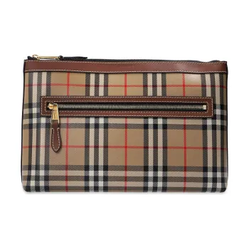 Burberry Genuine Leather Clutch Regular Men's Beige