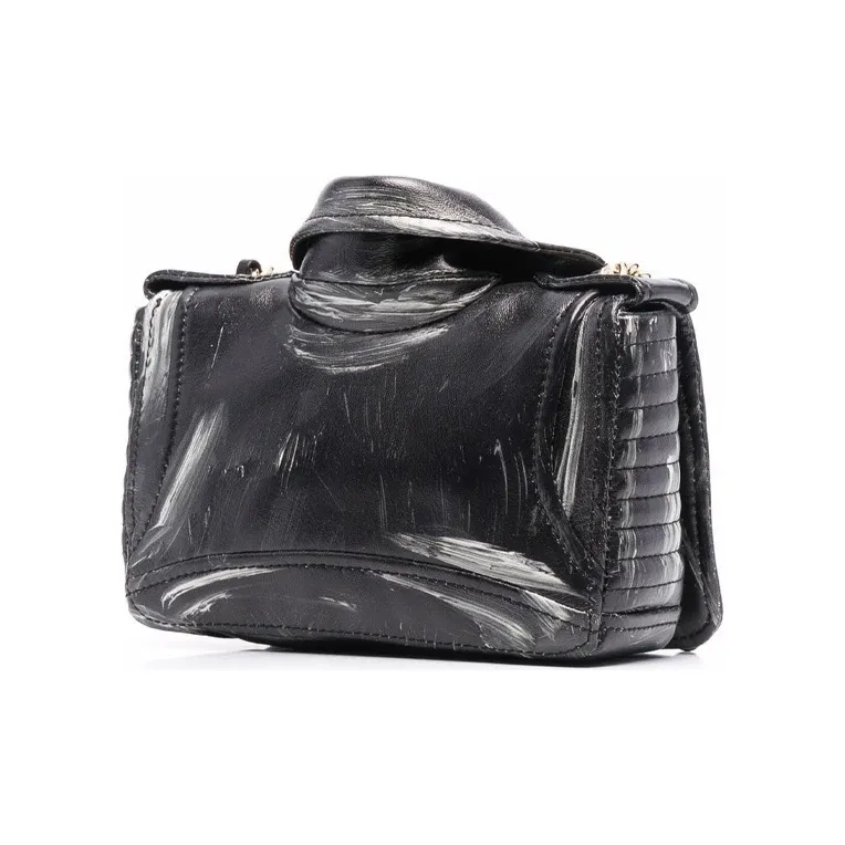 MOSCHINO Sheepskin Biker Bag Small Square Bag Shoulder Bag Crossbody Bag Women's Black-1