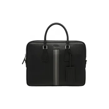 PRADA Saffiano Leather Briefcase Messenger Bag Crossbody Bags Handbags Men's Black