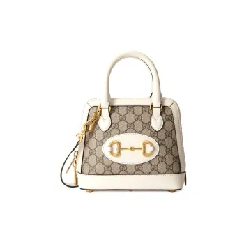 GUCCI Canvas With Leather Dome Bag Crossbody Bag Shoulder Bag Mini Women's Ebony/White