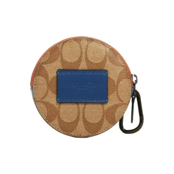 COACH Hybrid Cow Leather Coin Purse Men's Brown & Blue