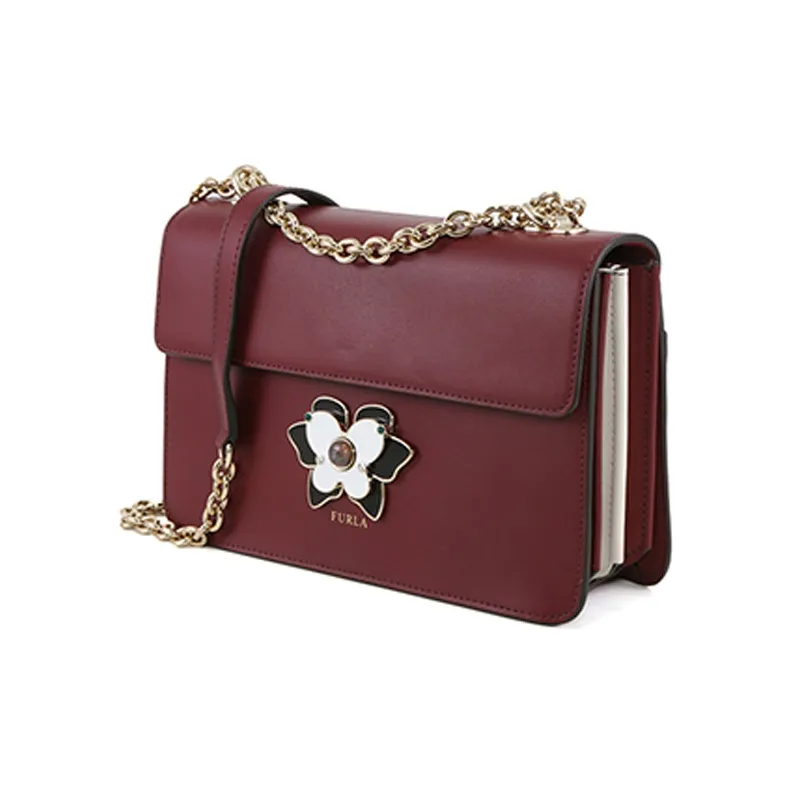 Furla Mughetto Cow Leather Crossbody Bag Women's Burgundy-2