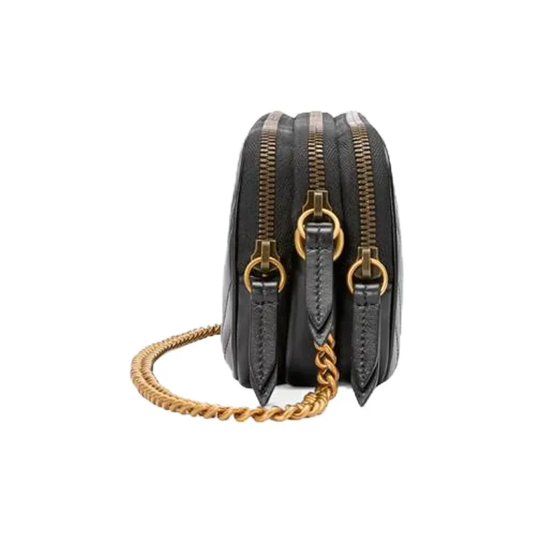 GUCCI GG Marmont Quilted Leather Chain Bag, Shoulder Bag, Crossbody Bag Women's Black-2