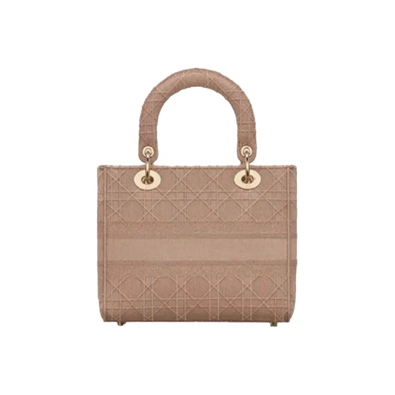 DIOR Lady D-Lite Canvas Dior Bag Shoulder Bag Handbag Medium Size Women's Pink Candy Color-3